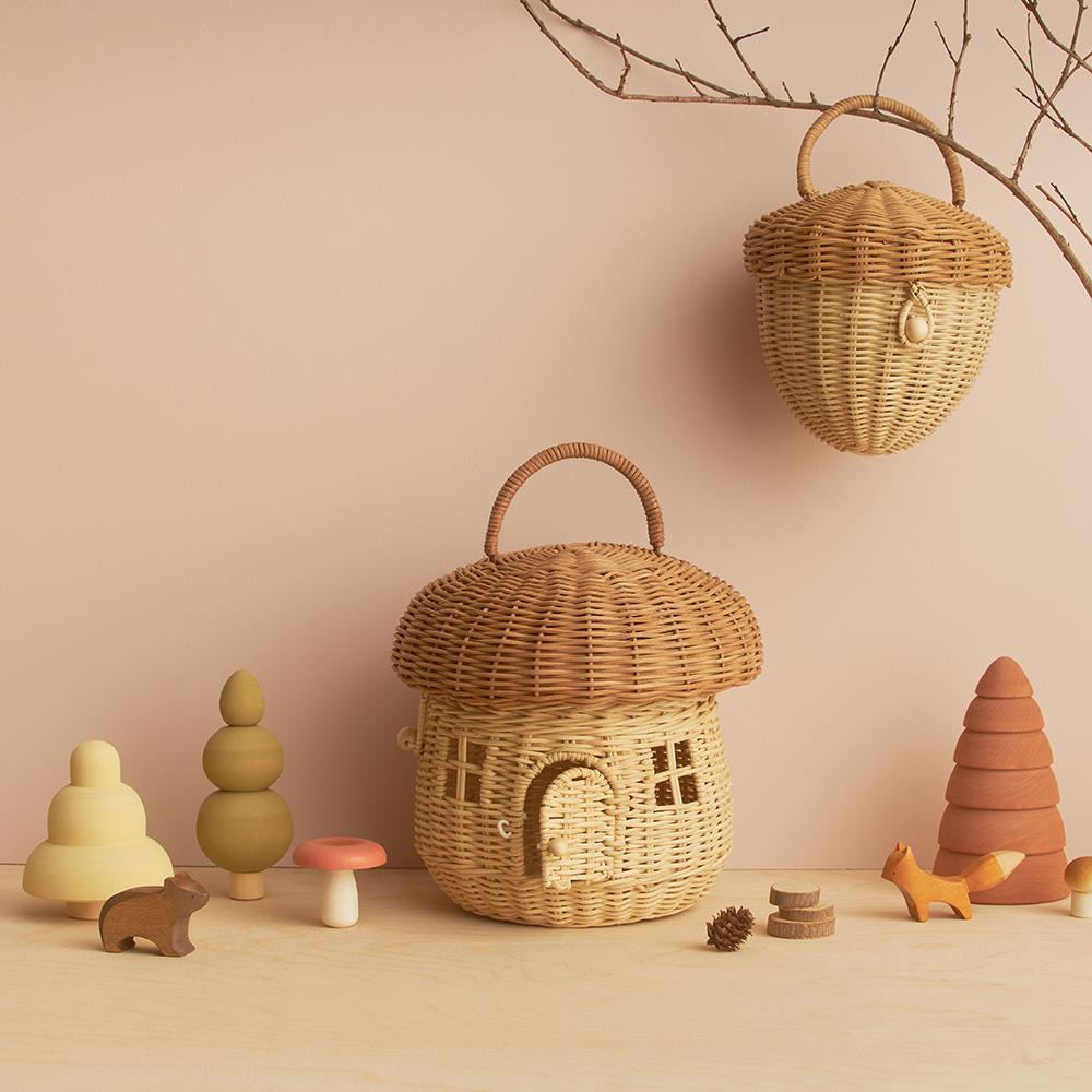 Rattan Mushroom Basket - Natural