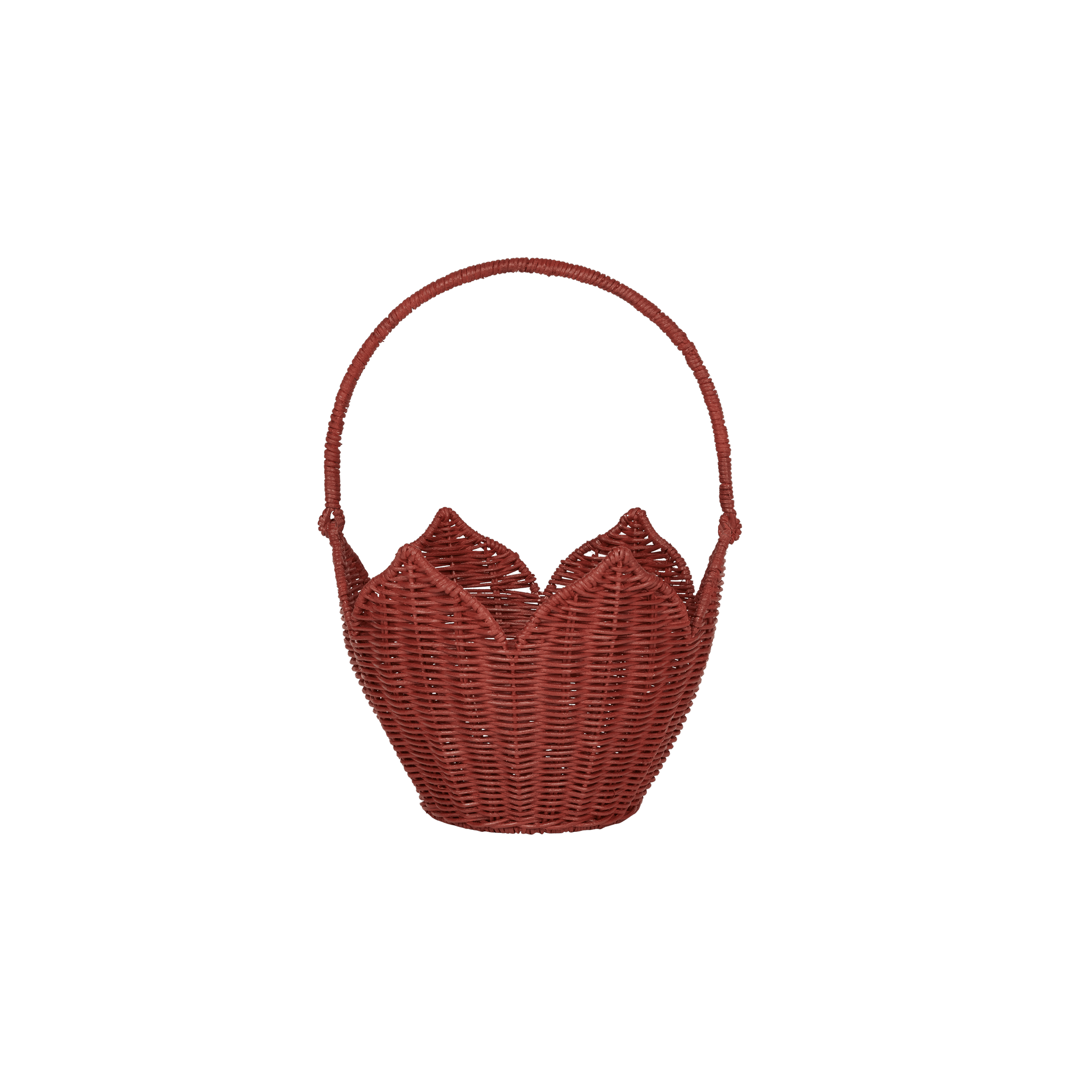 Rattan Poinsettia Carry Basket - Red