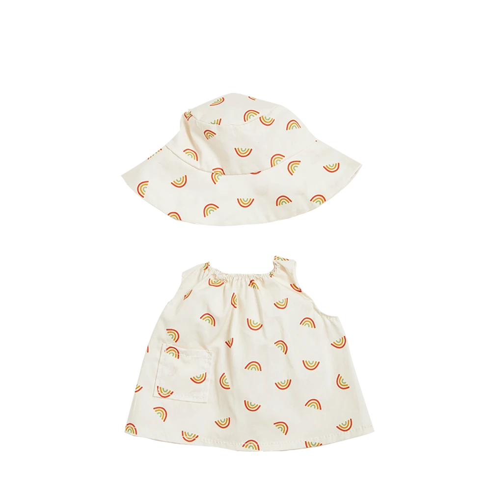 Dinkum Dolls Cotton Una Rainbow Dress Set - Ivory